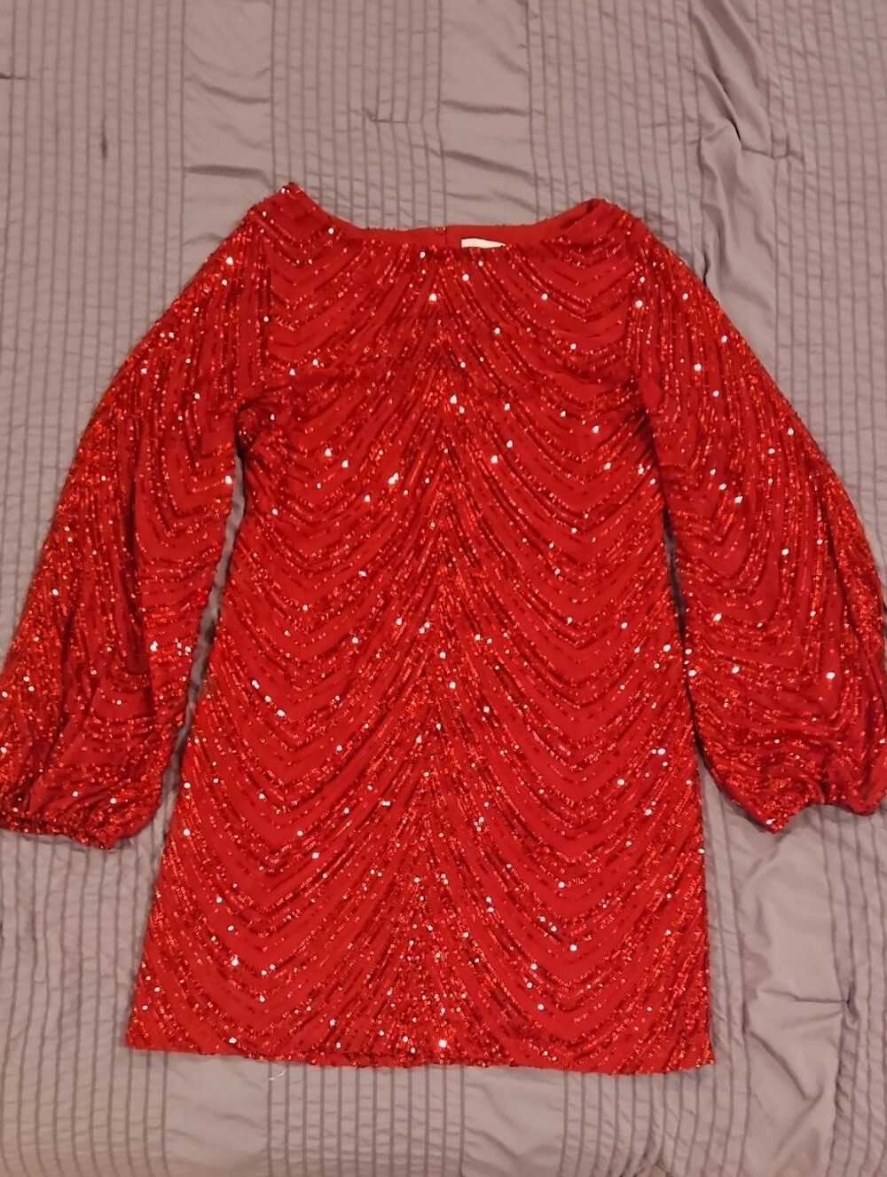 Red Sequin Part Dress